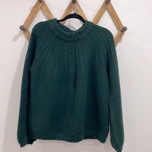 Gentle Fawn Balloon Sleeve Sweater with neck detail, Size Large, dark green